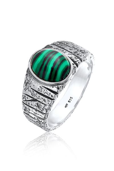 KUZZOI Ring Siegelring Malachit Grün Bikerring 925 Silber