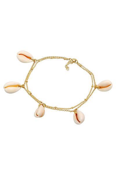 ELLI Fußschmuck Fußkettchen Echte Kauri Muscheln Sommer 925 Silber
