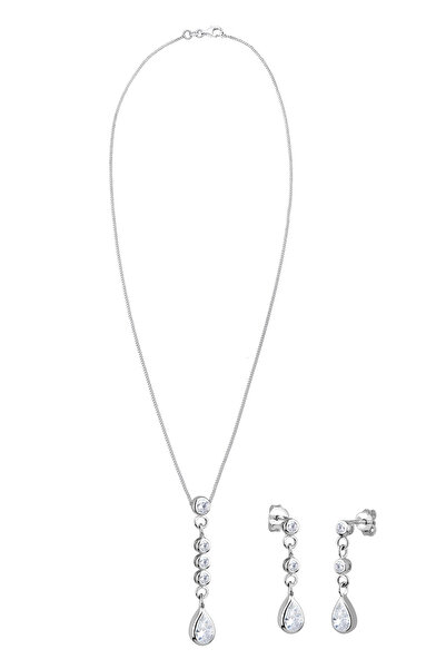 ELLI Schmuckset Tropfen Zirkonia 925 Sterling Silber
