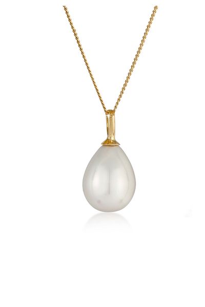 Nenalina Damen-Halskette – 925er Sterlingsilber mit Muschelperlen und Tropfen-Detail