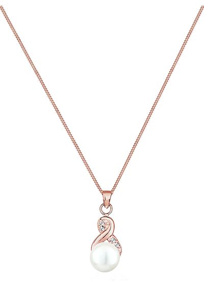 ELLI Halskette Damen Infinity Anhänger Elegant mit Süßwasser-Zuchtperle und Kristallen in 925 Sterling