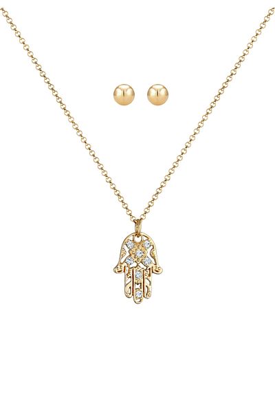 ELLI Schmuckset Hand der Fatima Kristalle Kugel Set 925 Gümüş