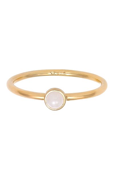 ELLI Ring Damen Stack Basic Minimal mit Rosenquarz in 925 Sterling Silber vergoldet