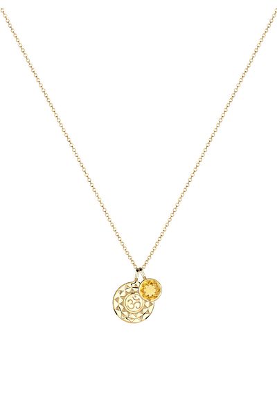 ELLI Halskette Talisman Om Citrin Edelstein 925 Sterling Silber
