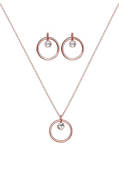 ELLI Schmuckset Kreis Geo Kristalle 925 Gümüş Tondo