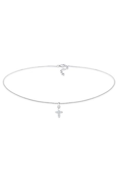 ELLI Halskette Halskette Choker Kreuz Religion Zirkonia 925 Silber
