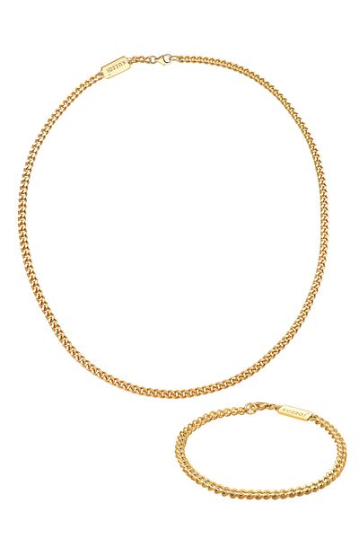 KUZZOI Schmuckset Panzerketten Armband und Kette Basic 925 Silber