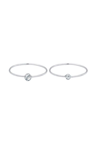 ELLI Kristallring-Set aus 925er Silber – Basic-Trend