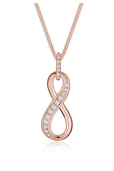 ELLI Halskette Damen Infinity Anhänger Unendlich mit Zirkonia Kristallen in 925 Sterling Silber