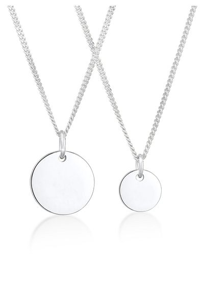 ELLI Halskette 2er Set Plättchen Coin Mutter Tochter 925 Silber
