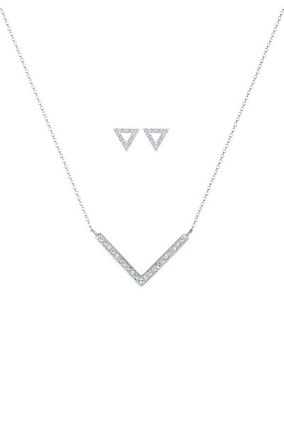 ELLI Schmuckset Dreieck Geo Kristalle Edgy 925 Silber