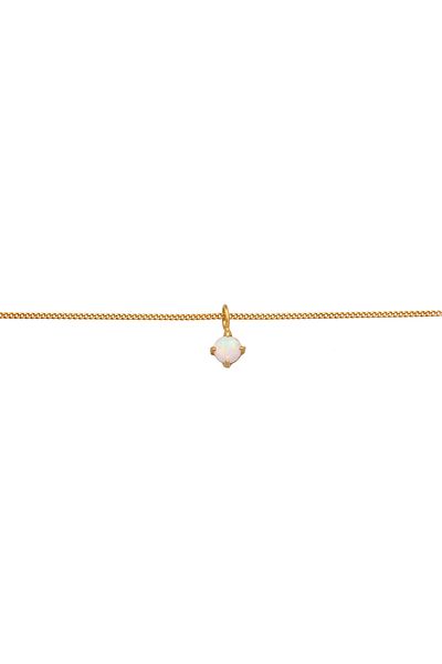 ELLI Halskette Choker Solitär synth. Opal 925 Silber vergoldet