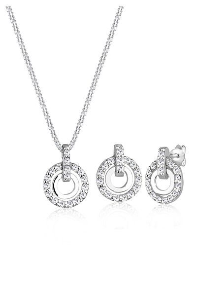 ELLI Schmuckset 925 Ayar Gümüş Kreis Kristal