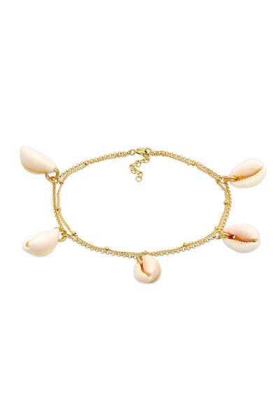 ELLI Fußschmuck Fußkettchen Echte Kauri Muscheln Sommer 925 Silber