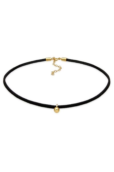 ELLI Schwarze Choker-Halskette aus Samt – 925er Sterlingsilber und vergoldet