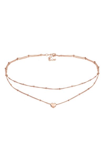 ELLI Halskette Damen Choker Layering Look Herz Trend aus 925 Sterling Silber