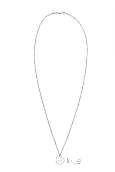 ELLI Schmuckset Rund Plättchen Kette Ohrstecker 925 Silber