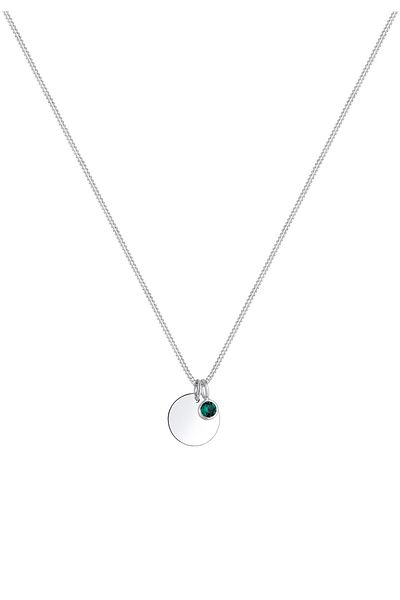 ELLI Halskette Plättchen Geburtsstein Kristalle 925 Silber