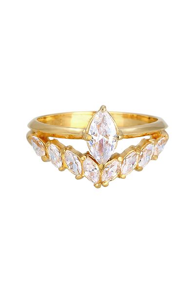 ELLI Ring Premium Ring Damen funkelnd elegant mit Zirkonia Kristallen in 925 Sterling Silber vergoldet