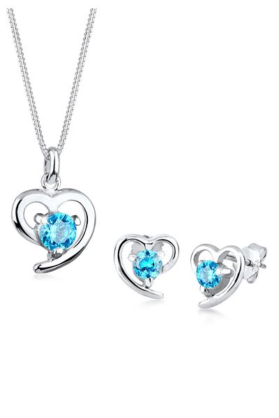 ELLI Schmuckset Herz Zirkonia 925 Sterling Silber