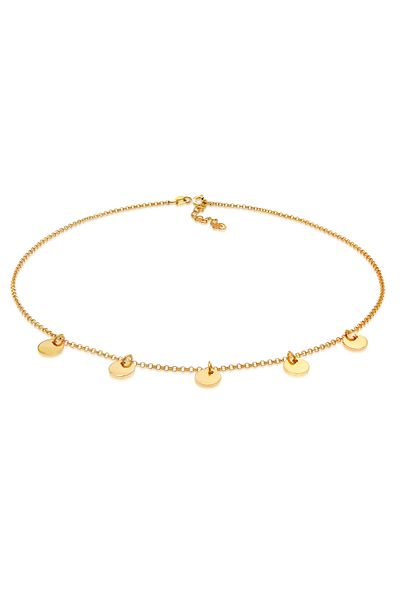 ELLI Halskette Choker Kette Geo Plättchen Rund 925 Silber
