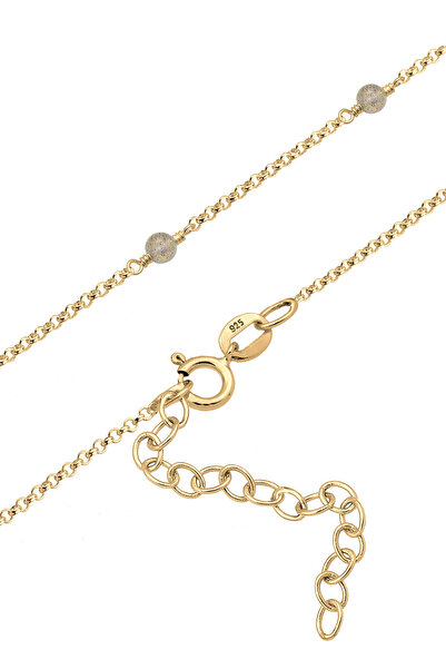 ELLI Colier pentru femei - cadru choker, lanț și bile de labradorit, argint Boho 925