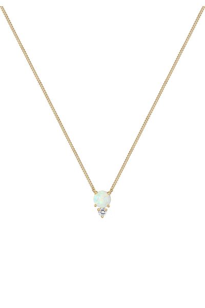 ELLI Halskette Geo Kreis Zirkonia Opal 925 Silber vergoldet