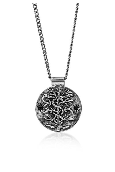 HAZE & GLORY Halskette Münze Onyx Schlange - Panzehir 925 Silber