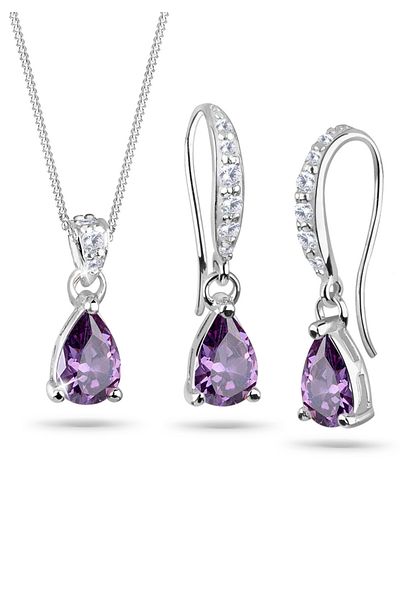 ELLI Schmuckset Tropfen Zirkonya 925 Ayar Gümüş