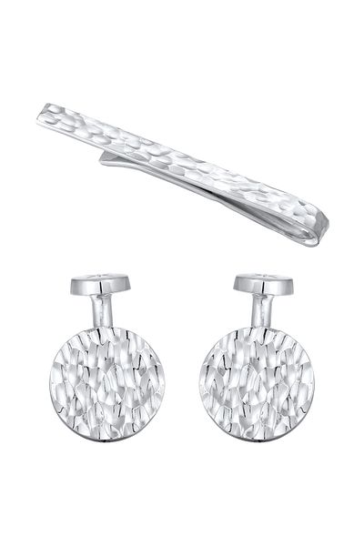 KUZZOI Schmuckset Manschettenknöpfe Krawattennadel Set 925 Silber