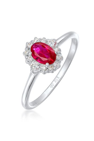 ELLI Ring Cocktailring Synthetischer Rubin Zirkonia 925 Silber