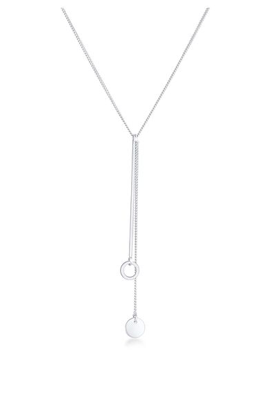 ELLI Halskette Y-Kette Kreis Plättchen Geo Trend Boho 925 Silber