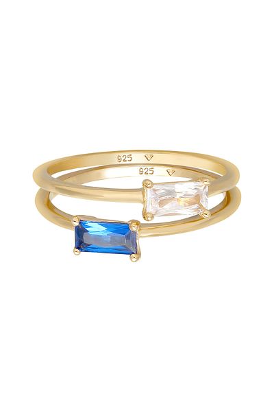 ELLI Ring Set Zirkonia Synthetischer Saphir 925 vergoldet