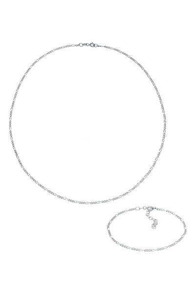 ELLI Schmuckset Figaro Halskette Kol Bandı Basic 925 Gümüş