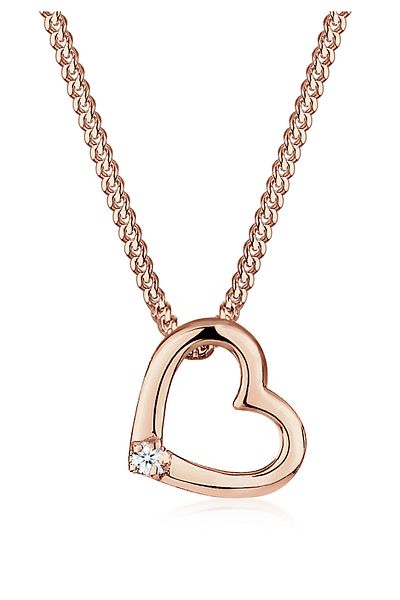 ELLI Halskette Damen Herz-Anhänger Love Zart mit Diamant (0,015 CT.) in 925 Sterling Silber