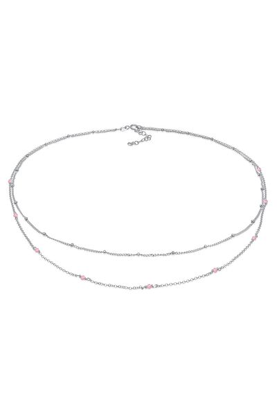 ELLI Halskette Layer Kugeln Rosa Quarz Perlen 925 Silber
