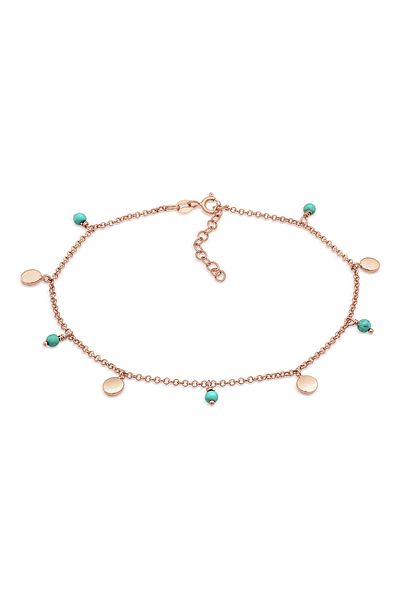 ELLI Fußschmuck Plättchen Howlith Türkis Perle Boho 925 Silber