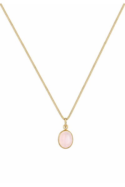 ELLI Halskette Damen Solitär Anhänger Basic Elegant mit Rosenquarz in 925 Sterling Silber