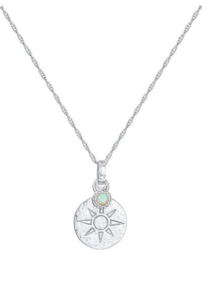 ELLI Halskette Plättchen Sonne Antik Opal 925 Silber