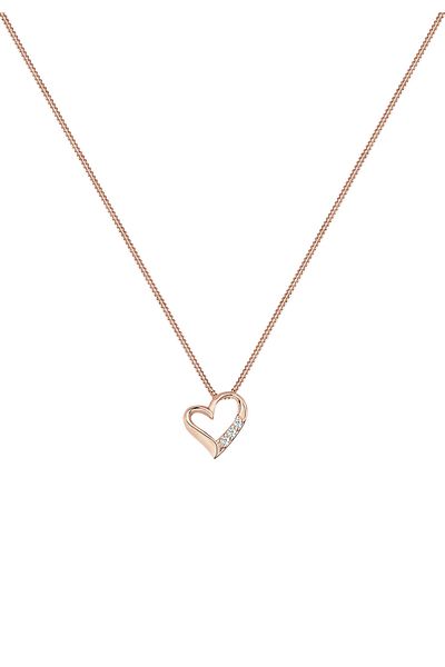 ELLI Halskette Damen Herz-Anhänger Eternity mit Diamanten (0,045 CT.) in 925 Sterling Silber