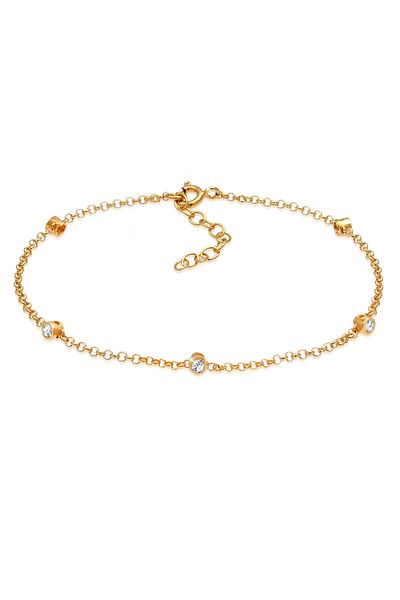 ELLI Zartes Armband aus 925er Karbon-Sterlingsilber, zart, 57 x 11 mm, mit glitzernden Kristallen