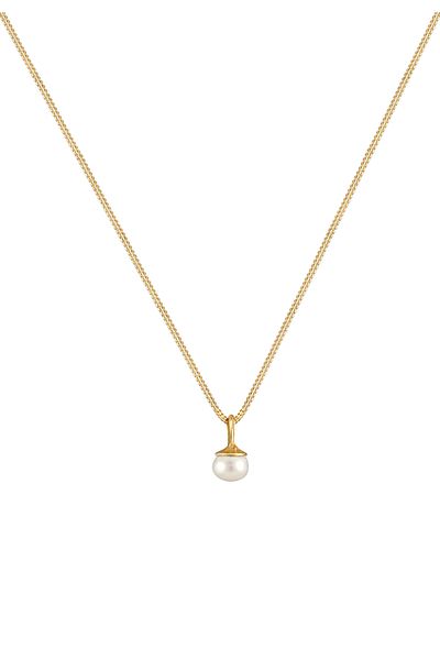 ELLI Damen-Halskette – Süßwasser-Zuchtperle, minimal 925er Sterlingsilber, vergoldet