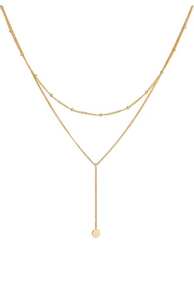 ELLI Halskette Damen Layering Y-Kette Satte Plättchen in 925 Sterling Silber
