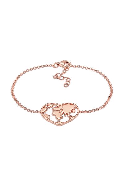 ELLI Armband Herz Globus Symbol in 925 Sterling Silber