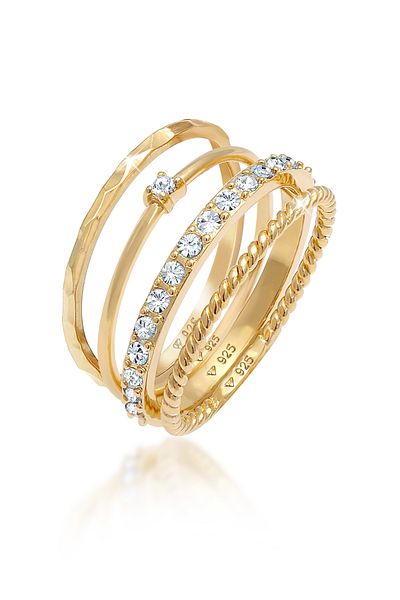 ELLI Damen-Ring-Set – 4 Stück aus 925er-Sterlingsilber, gedreht