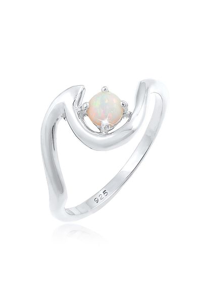 ELLI Ring Welle Wave Maritim Synthetischer Opal 925 Silber