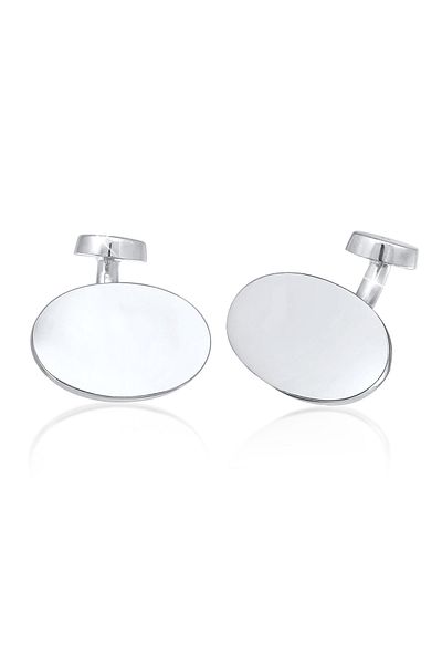 KUZZOI Manschettenknopf Oval Plättchen Poliert Elegant 925 Silber