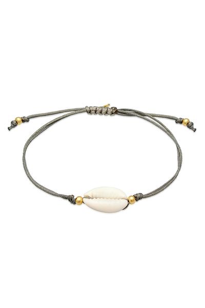 ELLI Armband Damen Kauri Muschel Meer Nylon Trend verstellbar aus 925 Sterling Silber vergoldet