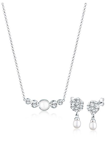 ELLI Schmuckset Perle Kristalle 925 Silber