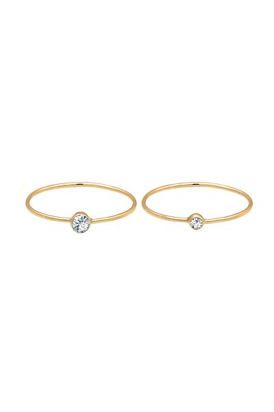 ELLI Ring Damen Set Elegant Basic mit Kristallen in 925 Sterling Silber